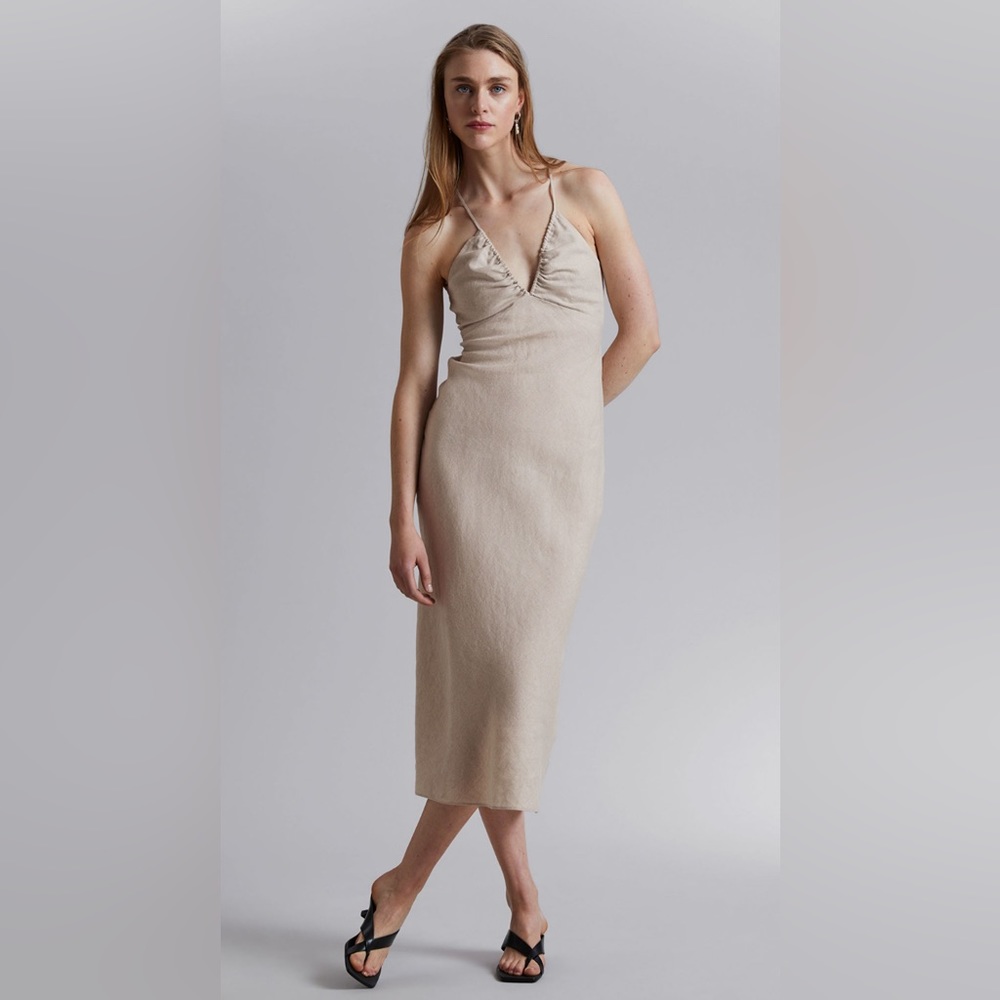 & Other Stories NWOT open-back strappy linen midi dress
